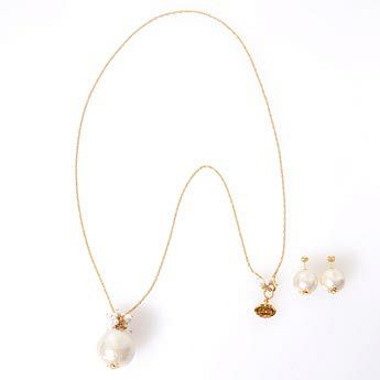 シンプルポイントパール セット ネックレス ピアス イヤリング Simple Point Pearl Necklace & Pierce Earring Set Liala