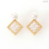 スクエアフレーム パール ピアスイヤリング Square Frame Pearl Pierce Earring Liala