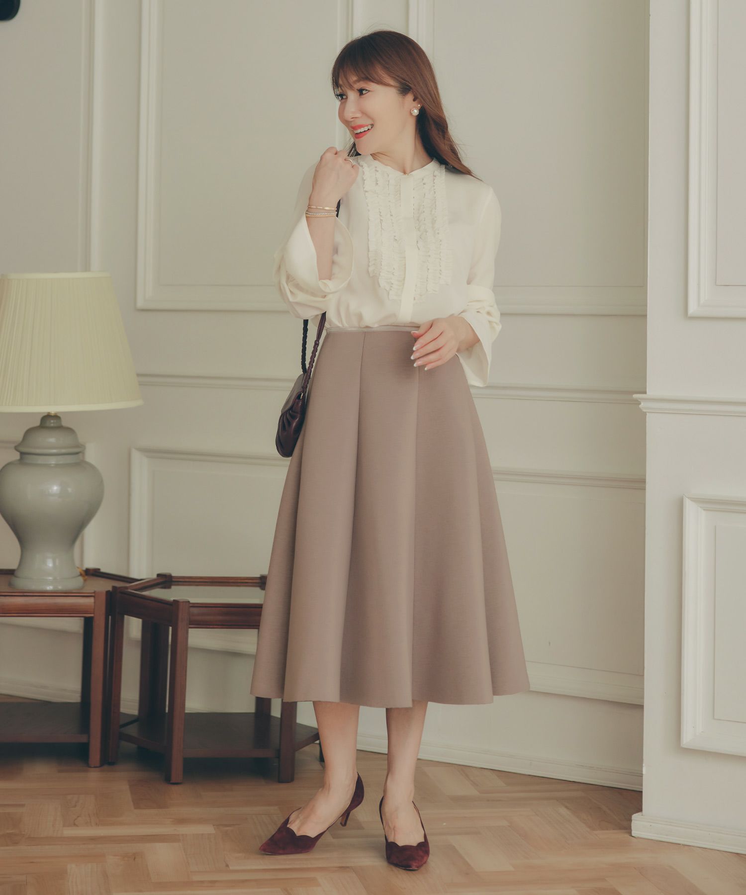 S/M/L 新色追加 上品 オールシーズン オケージョン フェニミン オフィス 大人可愛い ミディ丈 ジョイントスペース