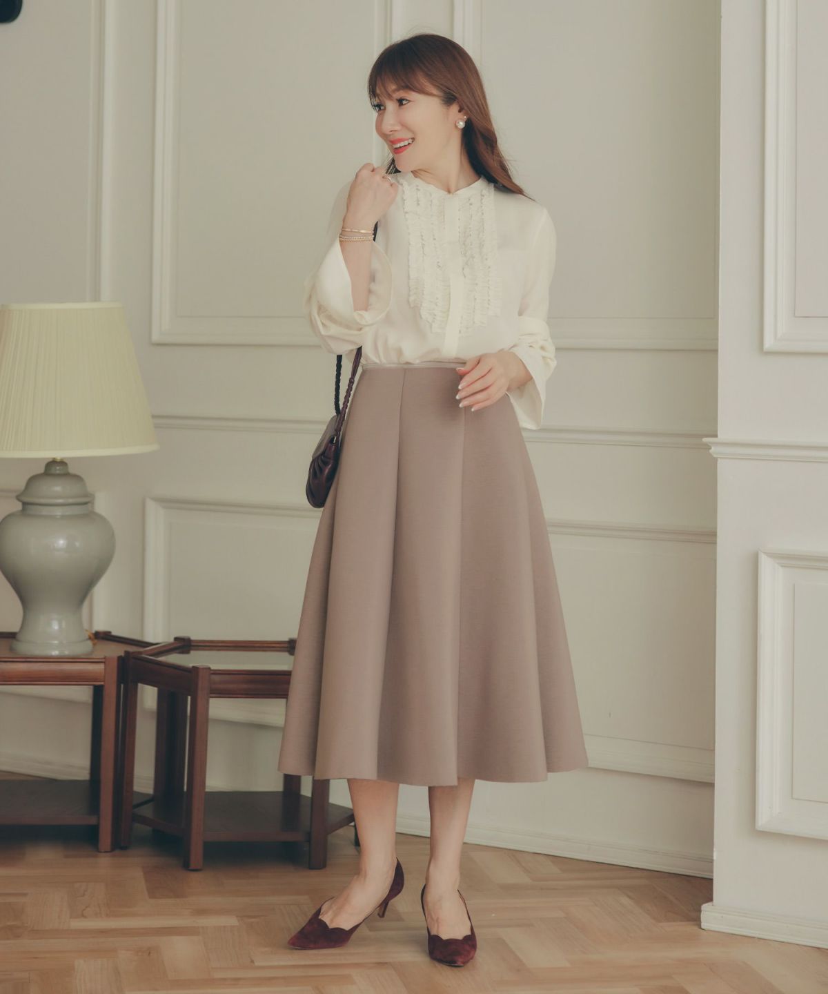 S/M/L 新色追加 上品 オールシーズン オケージョン フェニミン オフィス 大人可愛い ミディ丈 ジョイントスペース