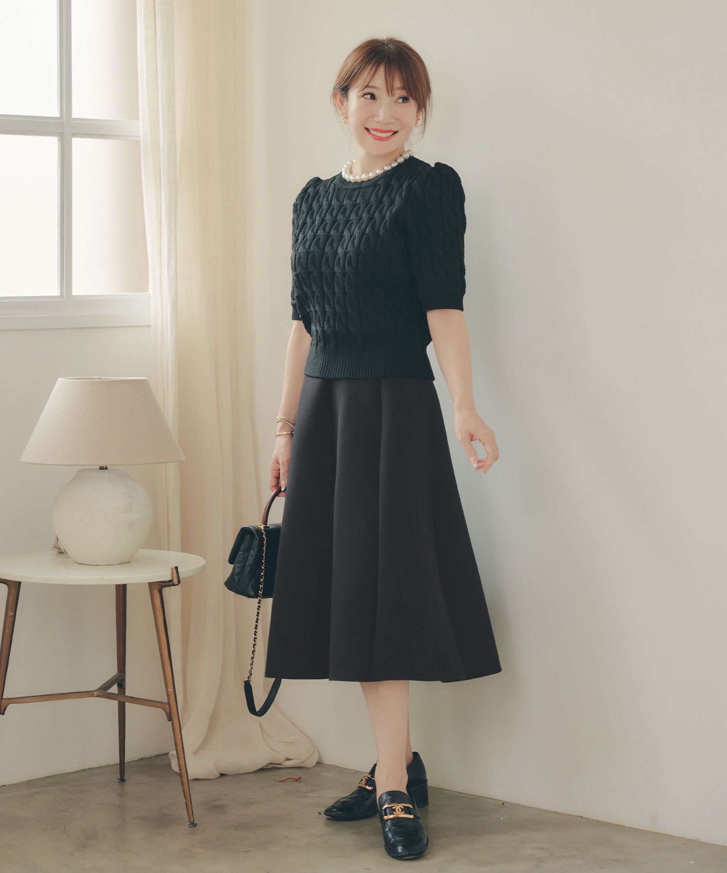 S/M/L 新色追加 上品 オールシーズン オケージョン フェニミン オフィス 大人可愛い ミディ丈 ジョイントスペース