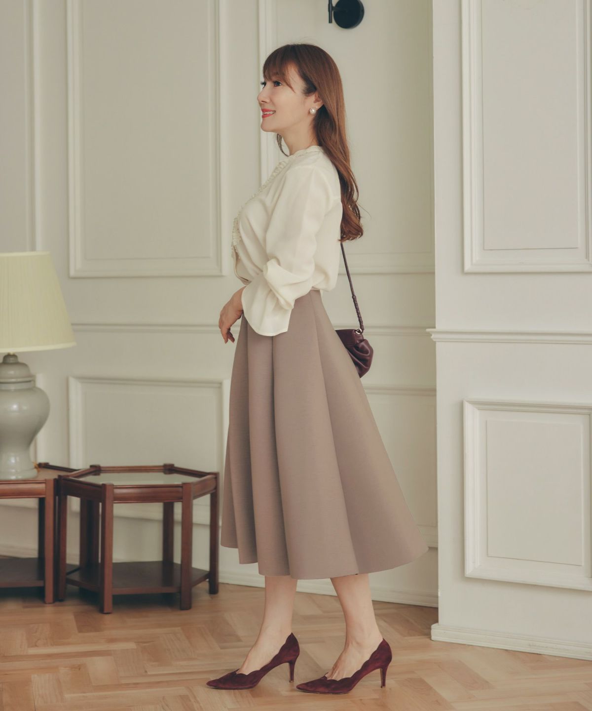 S/M/L 新色追加 上品 オールシーズン オケージョン フェニミン オフィス 大人可愛い ミディ丈 ジョイントスペース