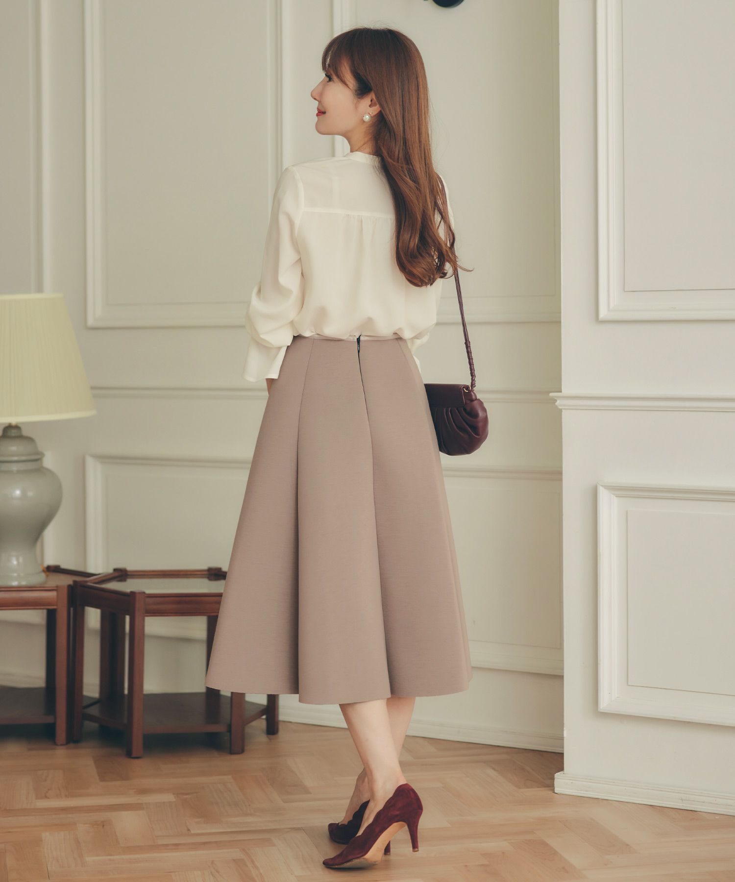 S/M/L 新色追加 上品 オールシーズン オケージョン フェニミン オフィス 大人可愛い ミディ丈 ジョイントスペース