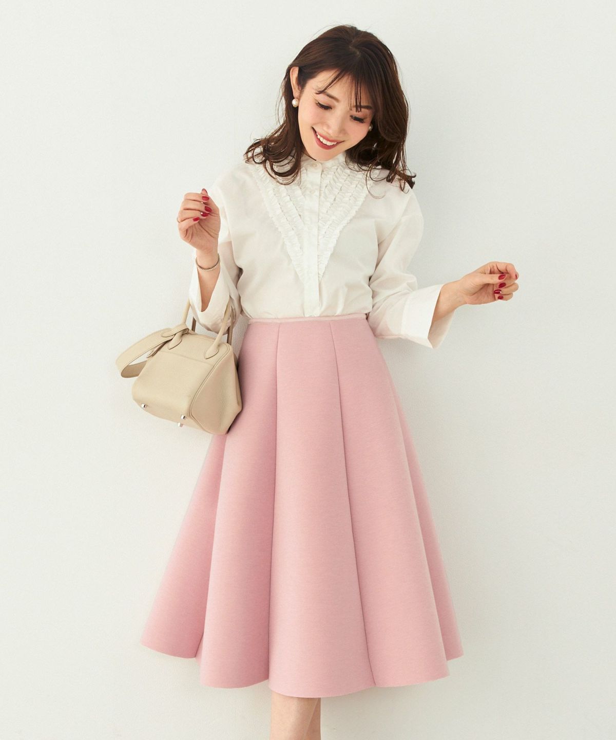 S/M/L 新色追加 上品 オールシーズン オケージョン フェニミン オフィス 大人可愛い ミディ丈 ジョイントスペース