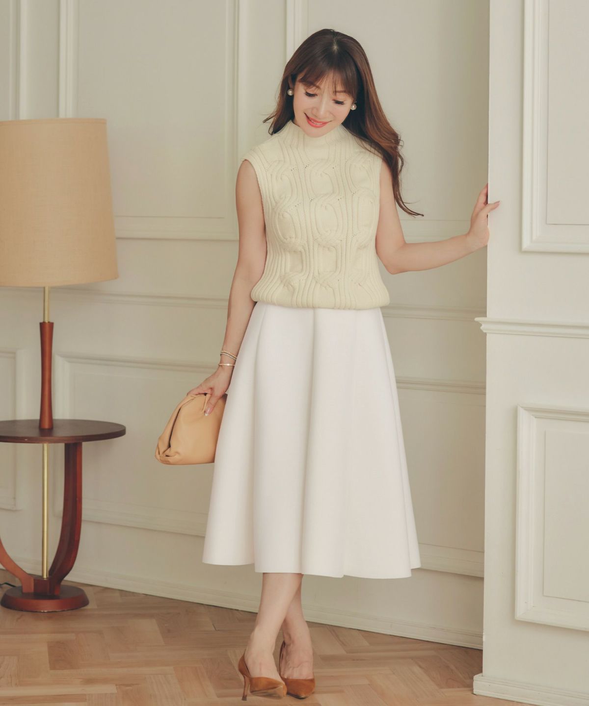 S/M/L 新色追加 上品 オールシーズン オケージョン フェニミン オフィス 大人可愛い ミディ丈 ジョイントスペース