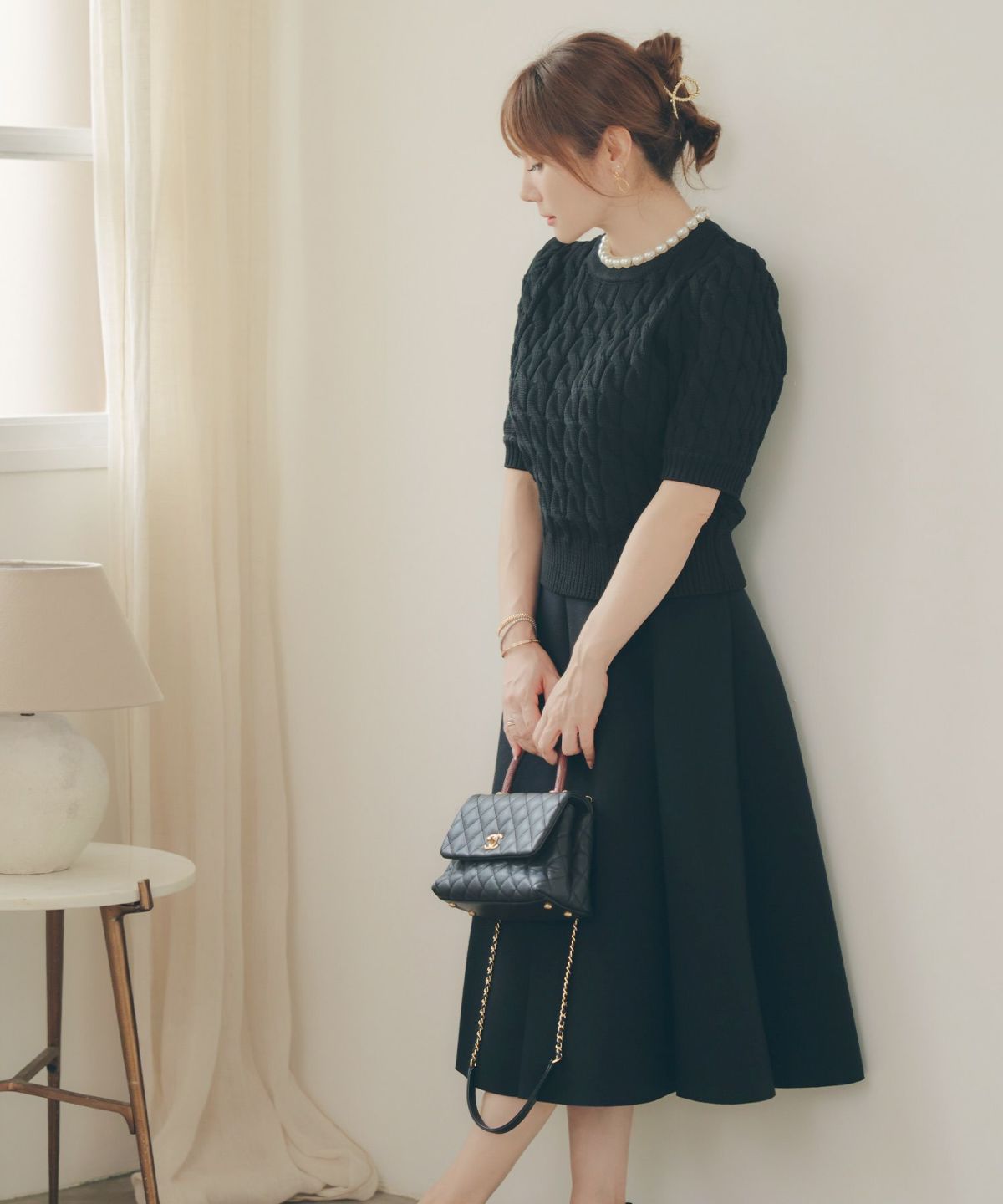 S/M/L 新色追加 上品 オールシーズン オケージョン フェニミン オフィス 大人可愛い ミディ丈 ジョイントスペース