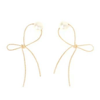 リボン ポイント パール ピアス イヤリング Ribbon Point Pearl Pierce Earring Liala