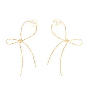 リボン ポイント パール ピアス イヤリング Ribbon Point Pearl Pierce Earring （Liala） 全2種 ｜pe19529【8】のサムネイル