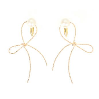 リボン ポイント パール ピアス イヤリング Ribbon Point Pearl Pierce Earring Liala