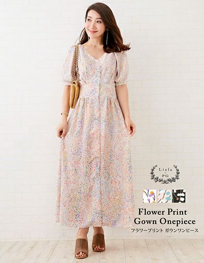 フラワープリント ガウンワンピース Liala Pg 全3色 Lpg311 0486 2