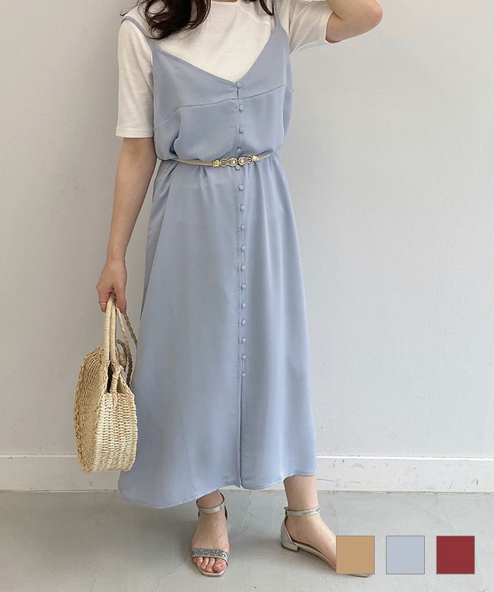 ワンピース くるみ釦開き キャミ Mimi Toujours 全3色 Mtj321 0125 1 Joint Space