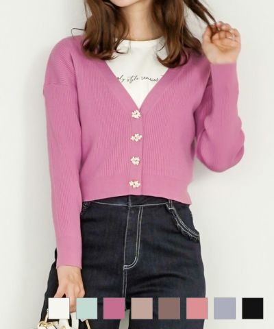 カーディガン フラワービジュー ニット le reve vaniller 全8色 ｜lvn412-0760【4】のサムネイル
