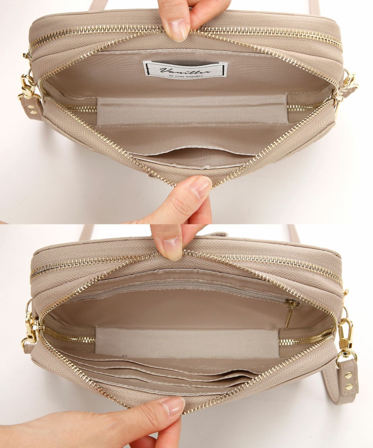 新色/newcolor/バッグ/小物/雑貨/ウォレット/ミニ/キルティング/ショルダー/リボン/ポシェット/ピンク/ベージュ/ブラック/ポケット/多収納/ショルダーストラップ/長さ調節/フェミニン/大人かわいい/高見え