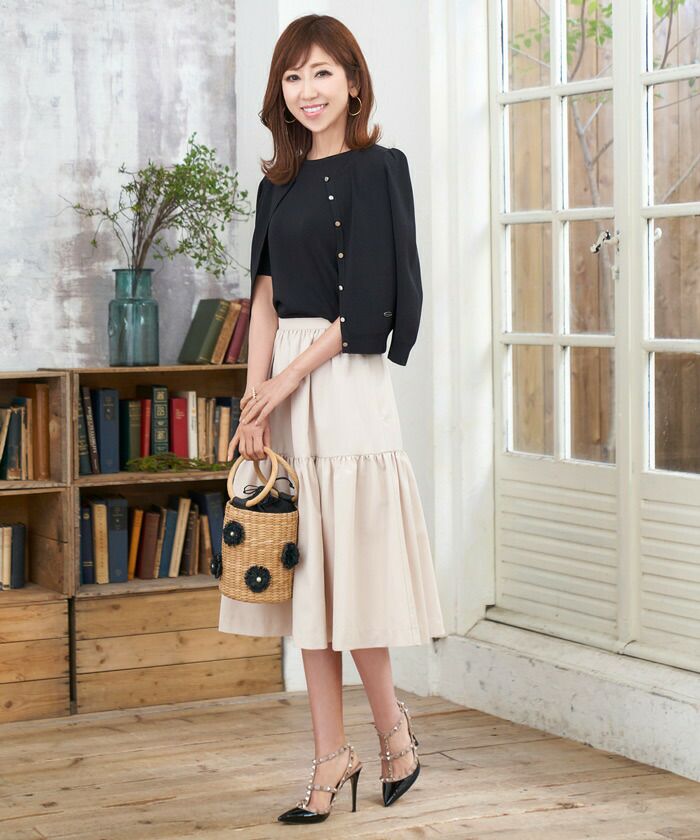 レディース/トップス/ニット/カーディガン/チャーム付き/7分袖/羽織り/ショート丈/セットアップ対応商品/S/M/ホワイト/ピンク/ブルー/イエロー/ネイビー/ブラック/