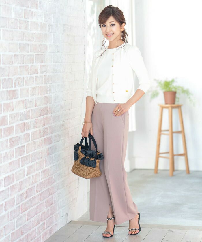 レディース/トップス/ニット/カーディガン/チャーム付き/7分袖/羽織り/ショート丈/セットアップ対応商品/S/M/ホワイト/ピンク/ブルー/イエロー/ネイビー/ブラック/