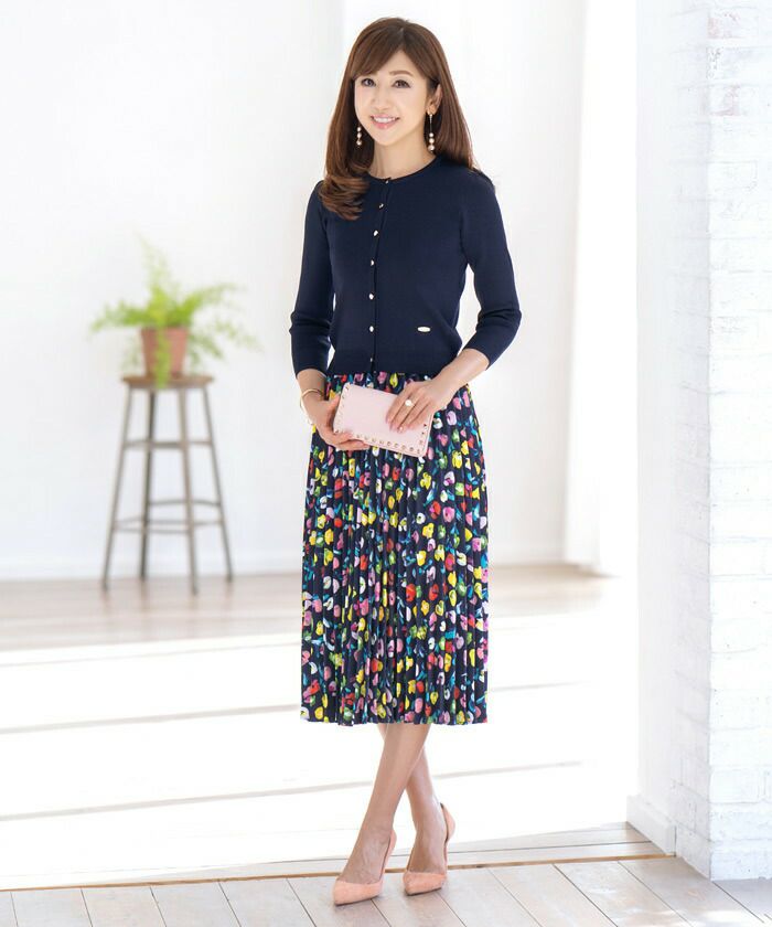 レディース/トップス/ニット/カーディガン/チャーム付き/7分袖/羽織り/ショート丈/セットアップ対応商品/S/M/ホワイト/ピンク/ブルー/イエロー/ネイビー/ブラック/