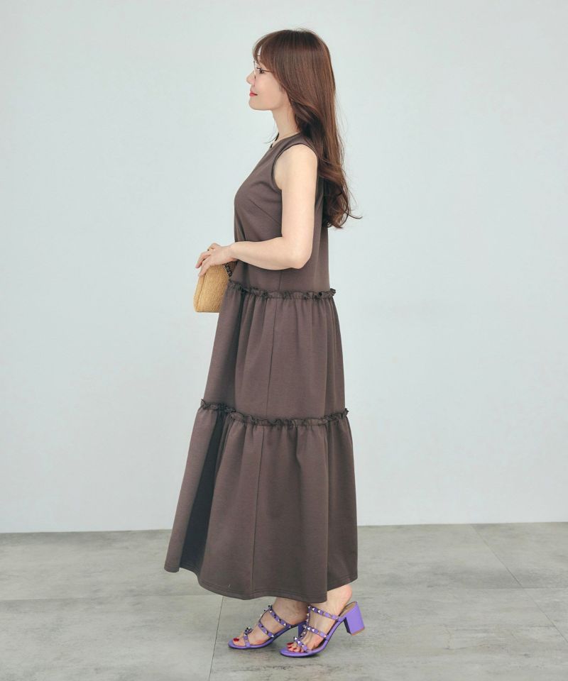 新色追加手洗い可無地夏コーデフェミニン骨ストマタニティルームリゾートロングおしゃれ大人可愛いカジュアル着痩せ抜け感フリル