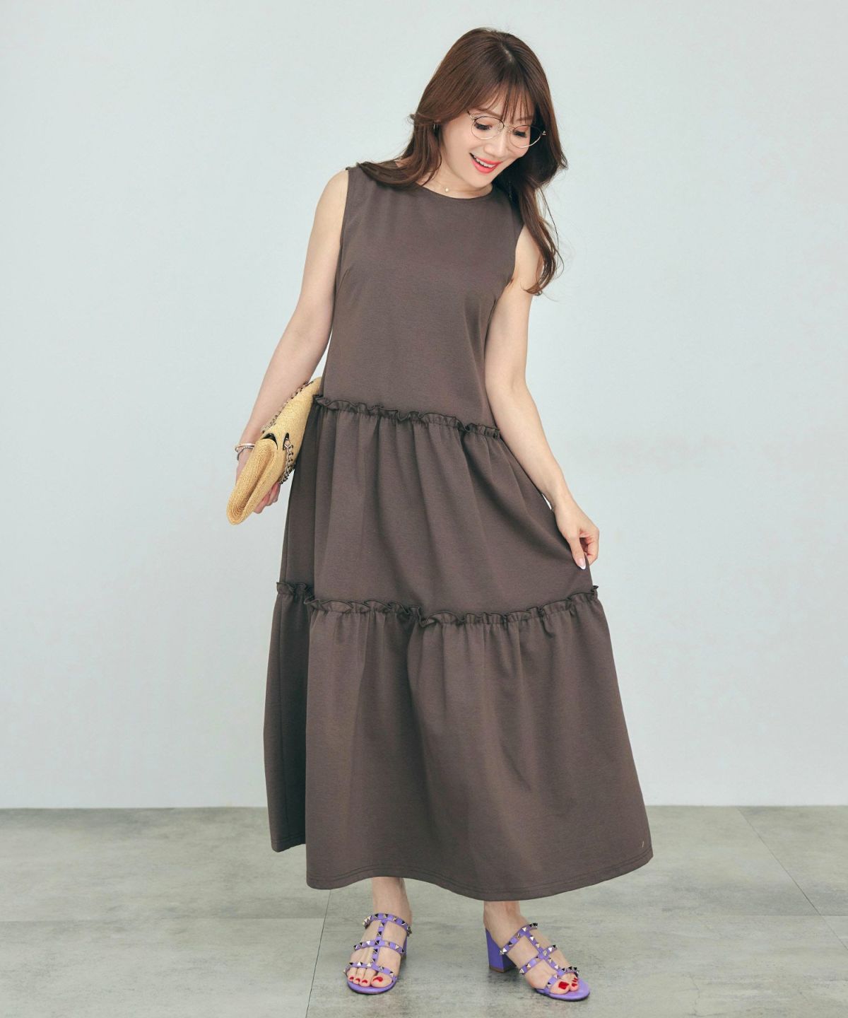 新色追加手洗い可無地夏コーデフェミニン骨ストマタニティルームリゾートロングおしゃれ大人可愛いカジュアル着痩せ抜け感フリル