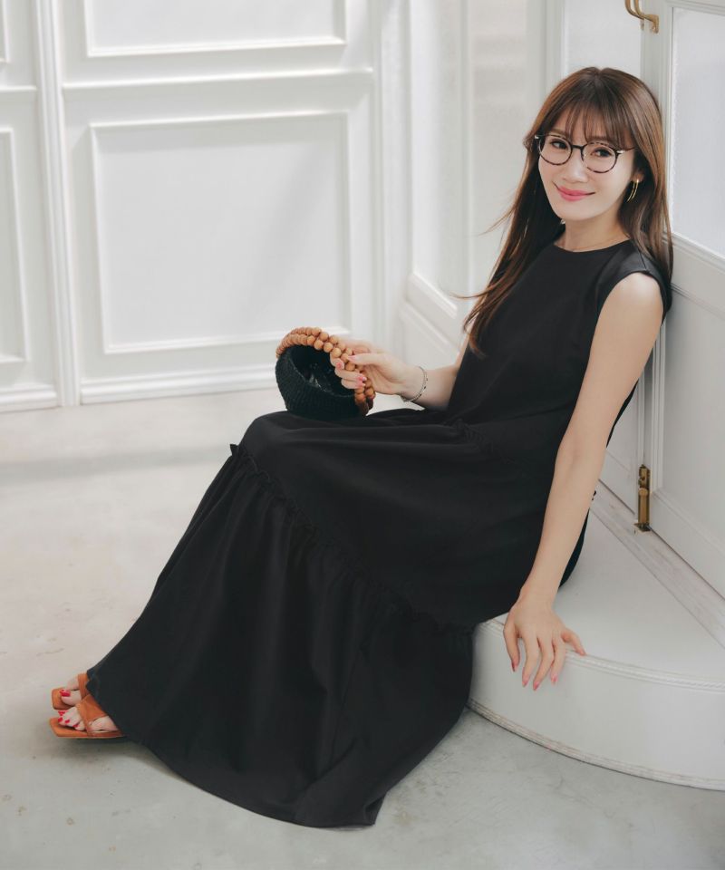 新色追加手洗い可無地夏コーデフェミニン骨ストマタニティルームリゾートロングおしゃれ大人可愛いカジュアル着痩せ抜け感フリル