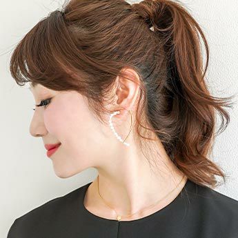 パール ハート フープ ピアス Pearl Heart Hoop Pierce