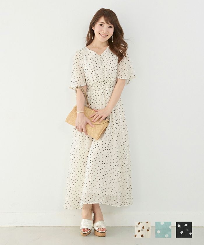 ワンピース ロング丈 ドット チェック シアー Liala Pg 全3色 Lpg311 0721 3 ワンピース ロング丈 ドット チェック シアー Liala Pg 全3色 Lpg311 0721 3