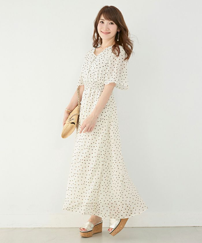 ワンピース ロング丈 ドット チェック シアー Liala Pg 全3色 Lpg311 0721 3 ワンピース ロング丈 ドット チェック シアー Liala Pg 全3色 Lpg311 0721 3