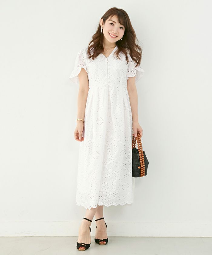 ワンピース カットワーク コットンレース スカラップデザイン Liala Pg 全3色 Lpg311 0796 2 ワンピース カットワーク コットンレース スカラップデザイン Liala Pg 全3色 Lpg311 0796 2