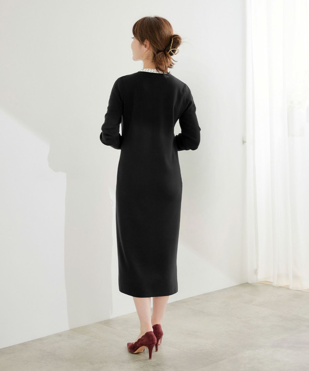 手洗い可 レディース 長袖 秋冬春 長袖 可愛い 上品 きれいめ オフィス 色 フェミニン ジョイントスペース