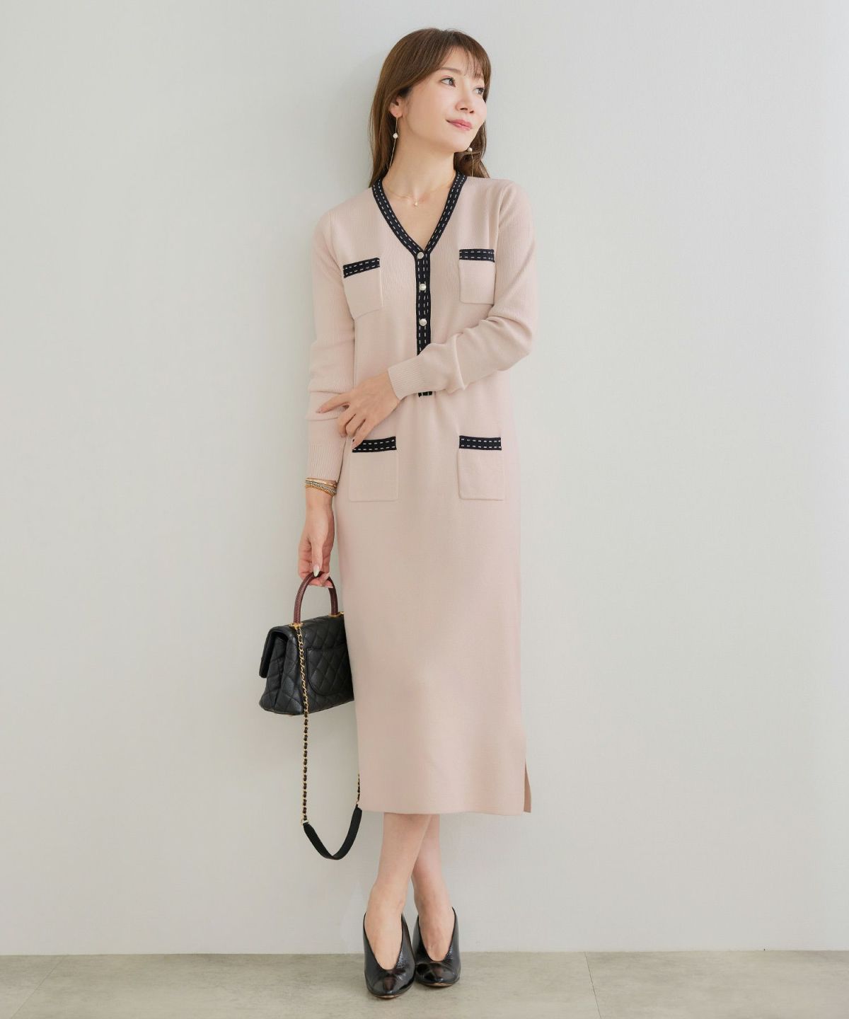 手洗い可 レディース 長袖 秋冬春 長袖 可愛い 上品 きれいめ オフィス 色 フェミニン ジョイントスペース