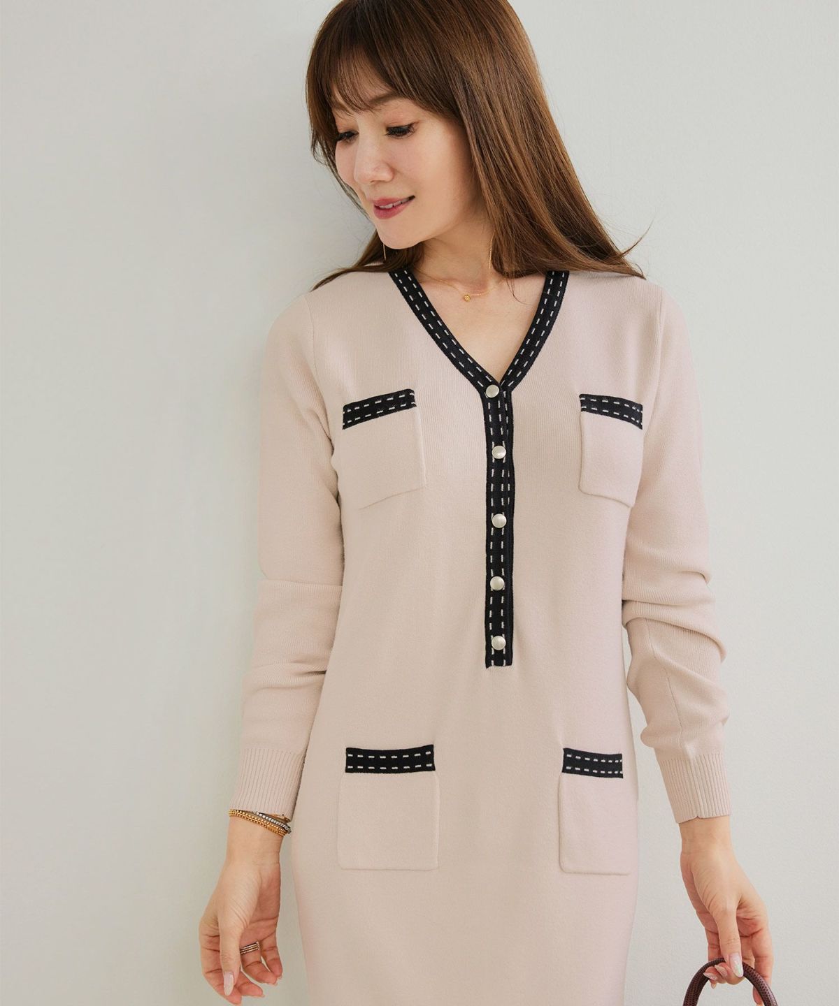 手洗い可 レディース 長袖 秋冬春 長袖 可愛い 上品 きれいめ オフィス 色 フェミニン ジョイントスペース