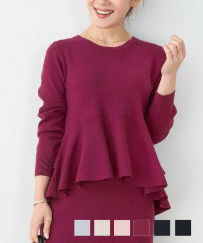 Spring-SALE バックフレア ペプラム ニット プルオーバー Liala×PG 全6色｜lpg412-0790【11】のサムネイル