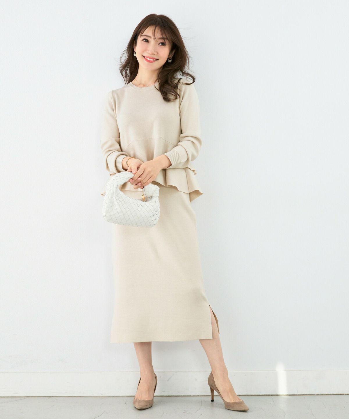 新色追加/レンチングTMエコヴェロTM/手洗い可/ミモレ丈/ウエストゴム/裏地付/セットアップ対応