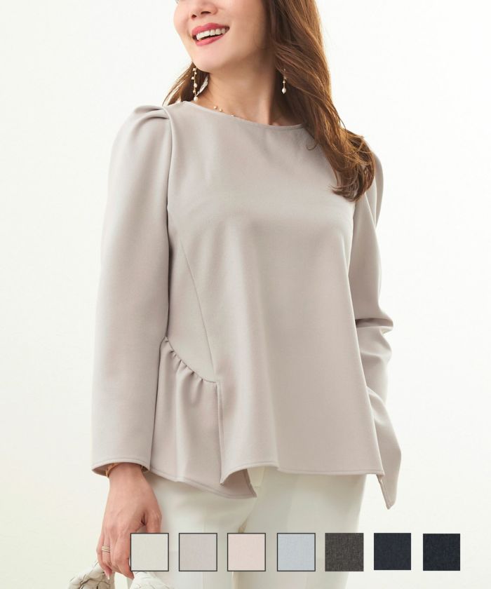 ペプラムパフスリーブ9分袖ブラウスLiala×PG