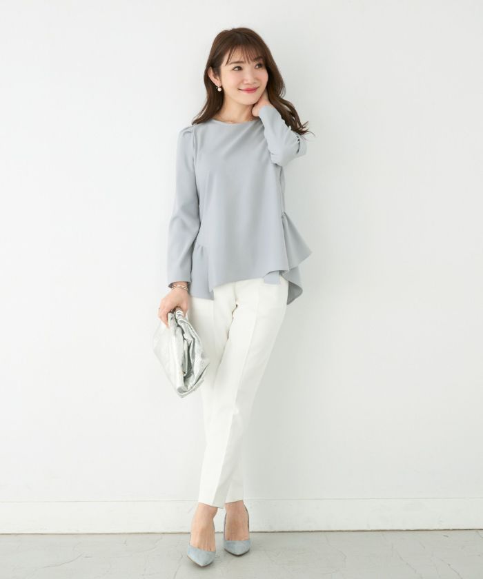 新色追加日本製手洗い可トップスレディース長袖オフィスかわいいきれいめおしゃれ春白黒アンチピリングジョイントスペース