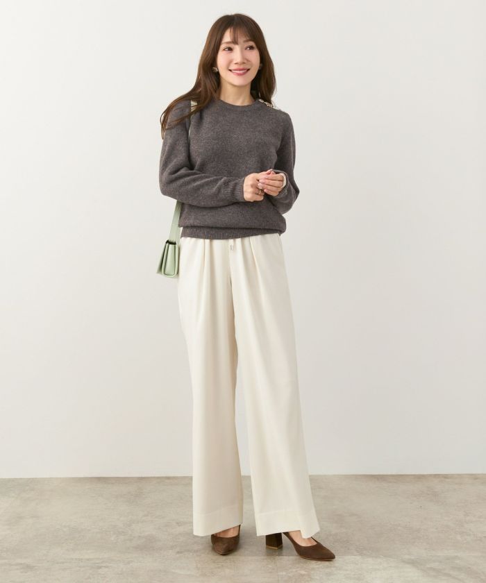 新色追加/長袖/ビジュー/ざっくり/ボタン/モチーフ