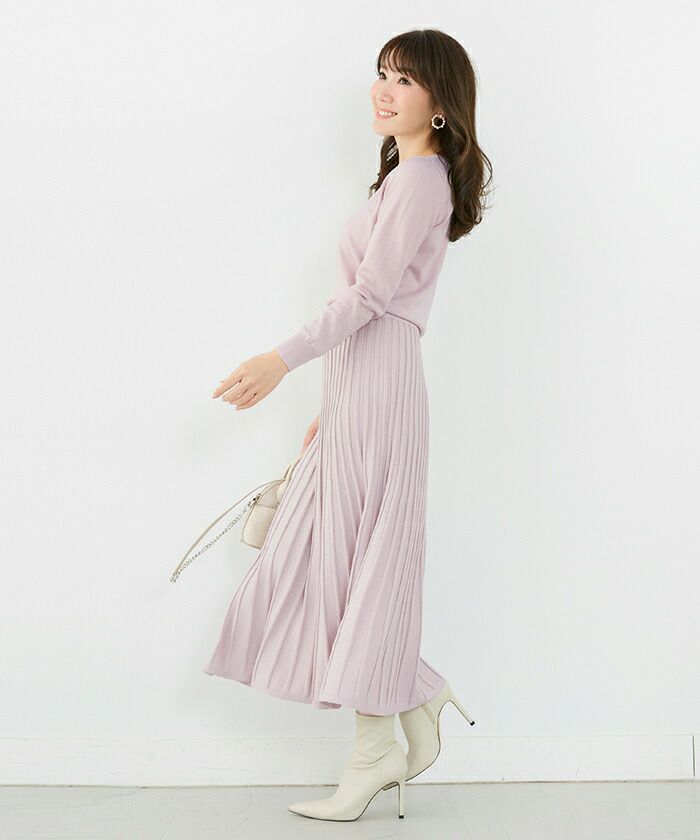ニットワンピース ロング丈 プリーツ加工 Liala Pg 全3色 Lpg312 0919 1