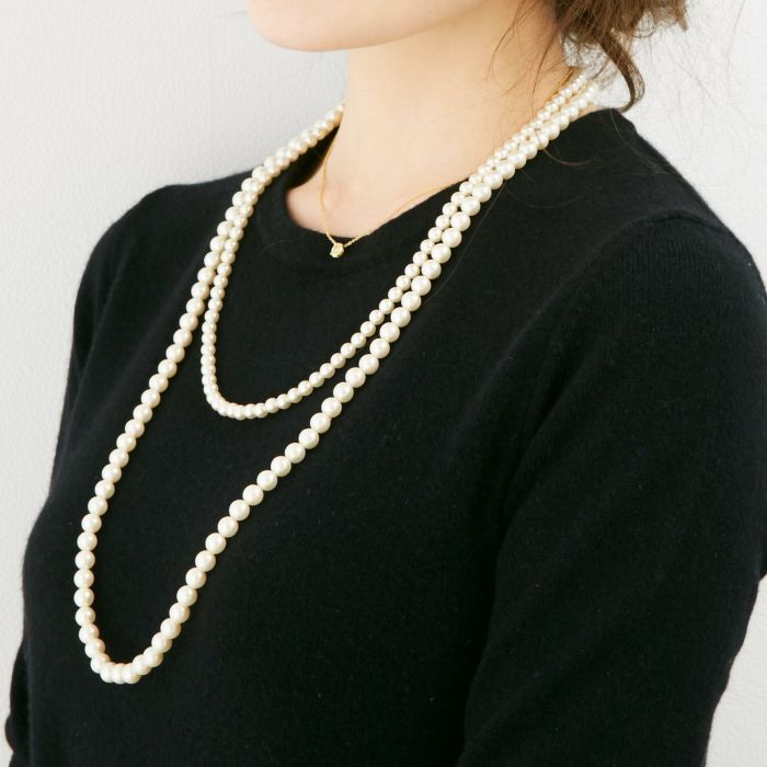 2連 ロング パール ネックレス Double Long Pearl Necklace