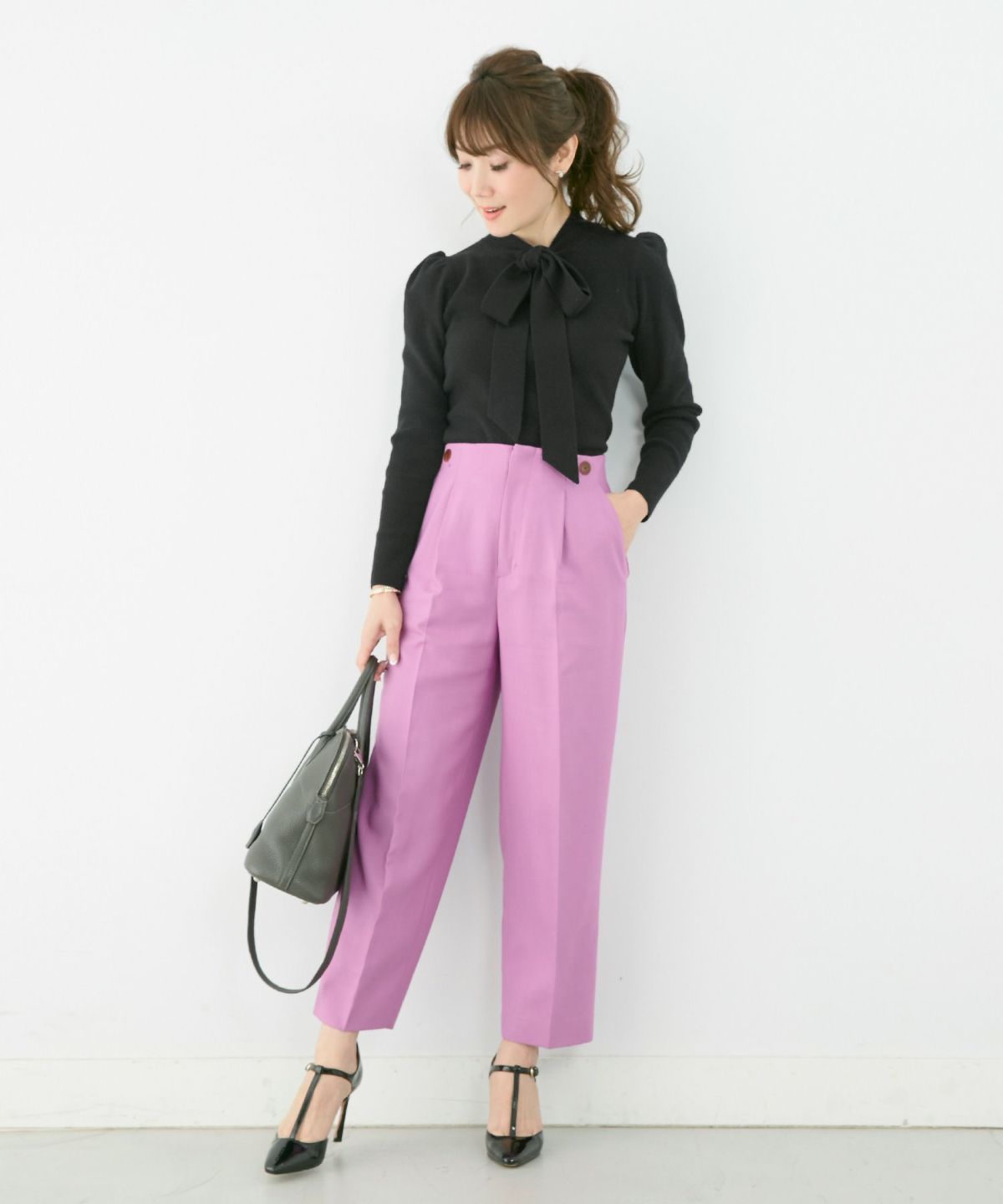 新色追加 手洗い可 トップス レディース かわいい オフィス きれいめ バイカラー 白黒 上品 ジョイントスペース