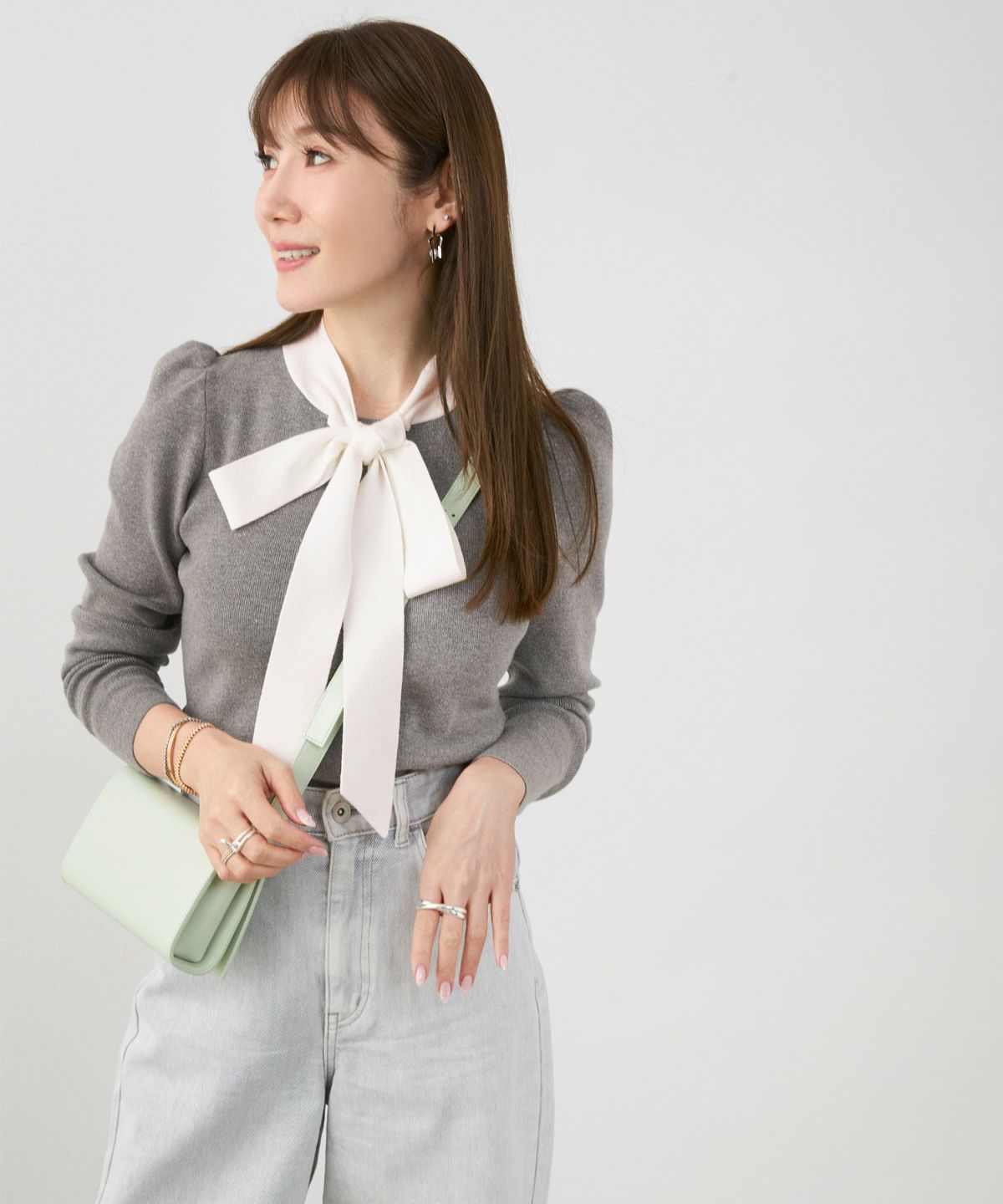 新色追加 手洗い可 トップス レディース かわいい オフィス きれいめ バイカラー 白黒 上品 ジョイントスペース