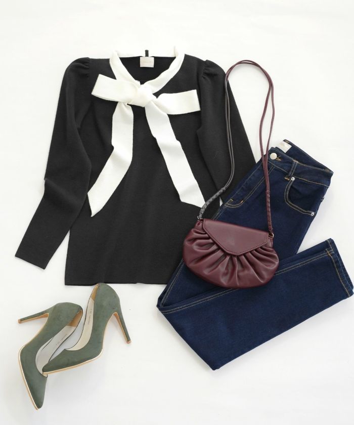 新色追加 手洗い可 トップス レディース かわいい オフィス きれいめ バイカラー 白黒 上品 ジョイントスペース