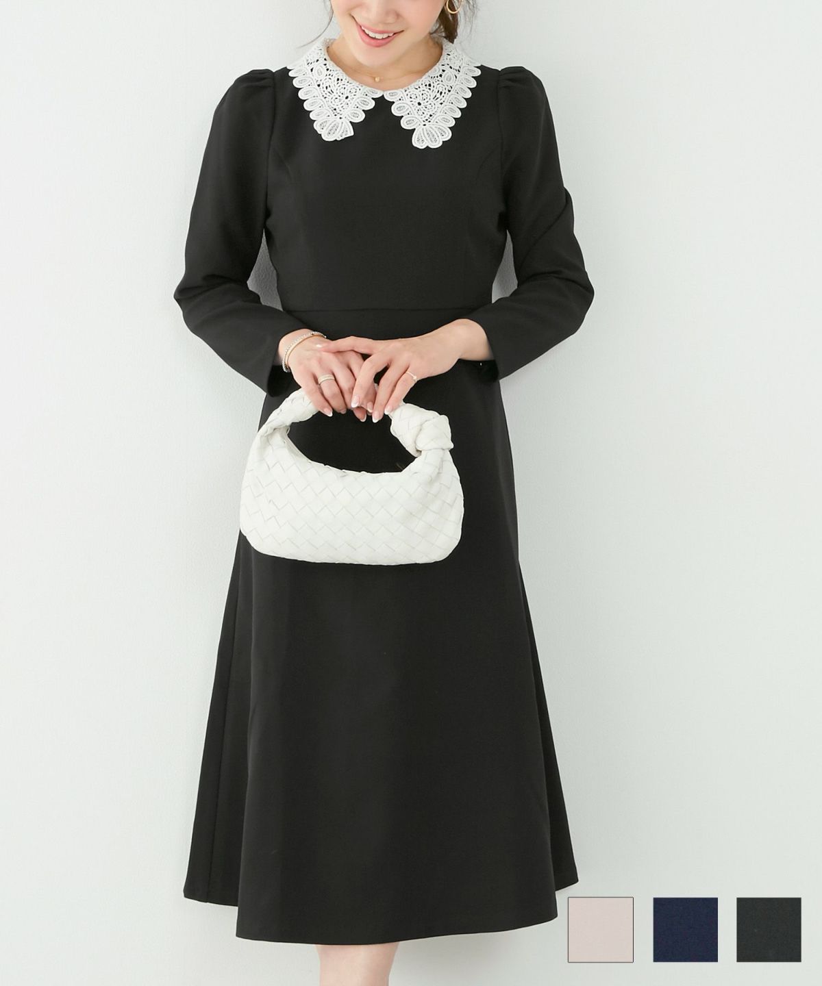 ワンピースレース襟フィット&フレアLiala×PG