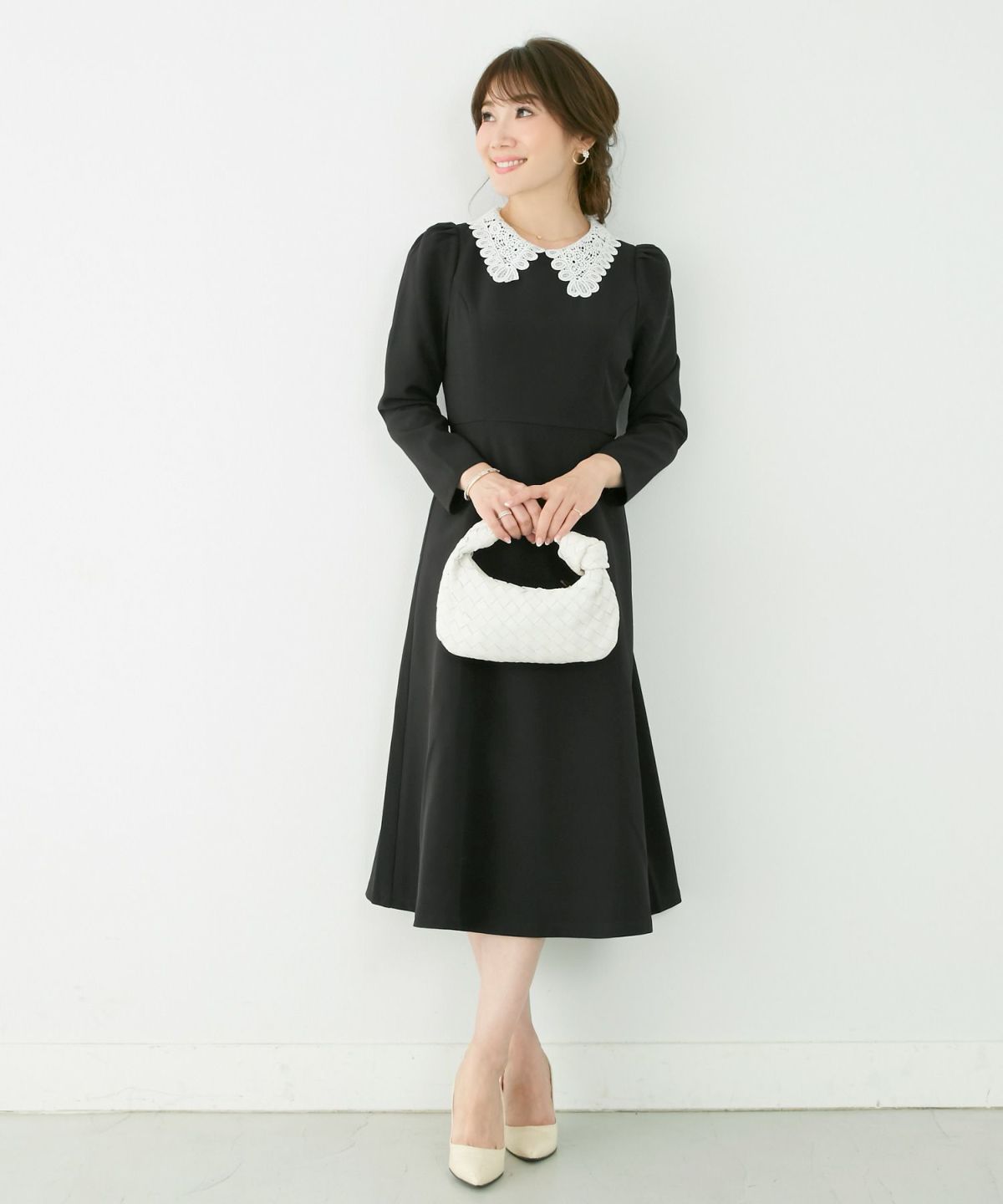 新色追加 S/M/L 長袖 ミモレ丈 フェニミン 上品 お呼ばれ オケージョン 卒入学式 オフィス 大人可愛い ジョイントスペース