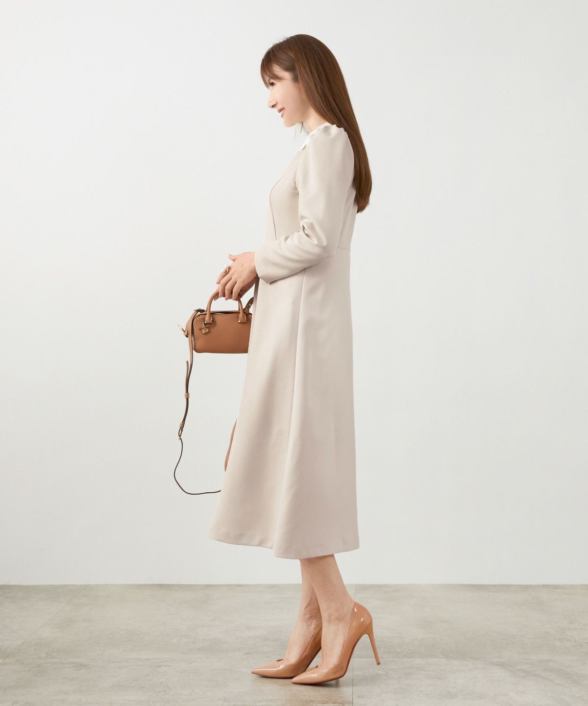 新色追加 S/M/L 長袖 ミモレ丈 フェニミン 上品 お呼ばれ オケージョン 卒入学式 オフィス 大人可愛い ジョイントスペース