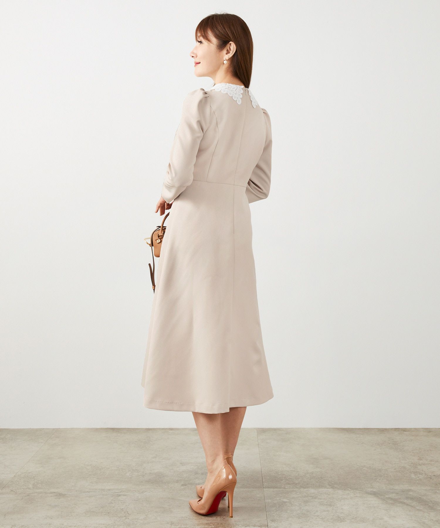 新色追加 S/M/L 長袖 ミモレ丈 フェニミン 上品 お呼ばれ オケージョン 卒入学式 オフィス 大人可愛い ジョイントスペース