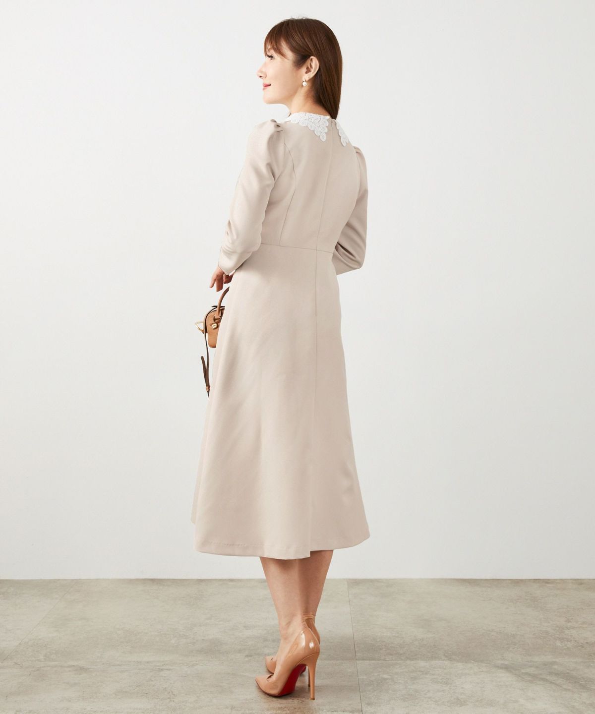 新色追加 S/M/L 長袖 ミモレ丈 フェニミン 上品 お呼ばれ オケージョン 卒入学式 オフィス 大人可愛い ジョイントスペース