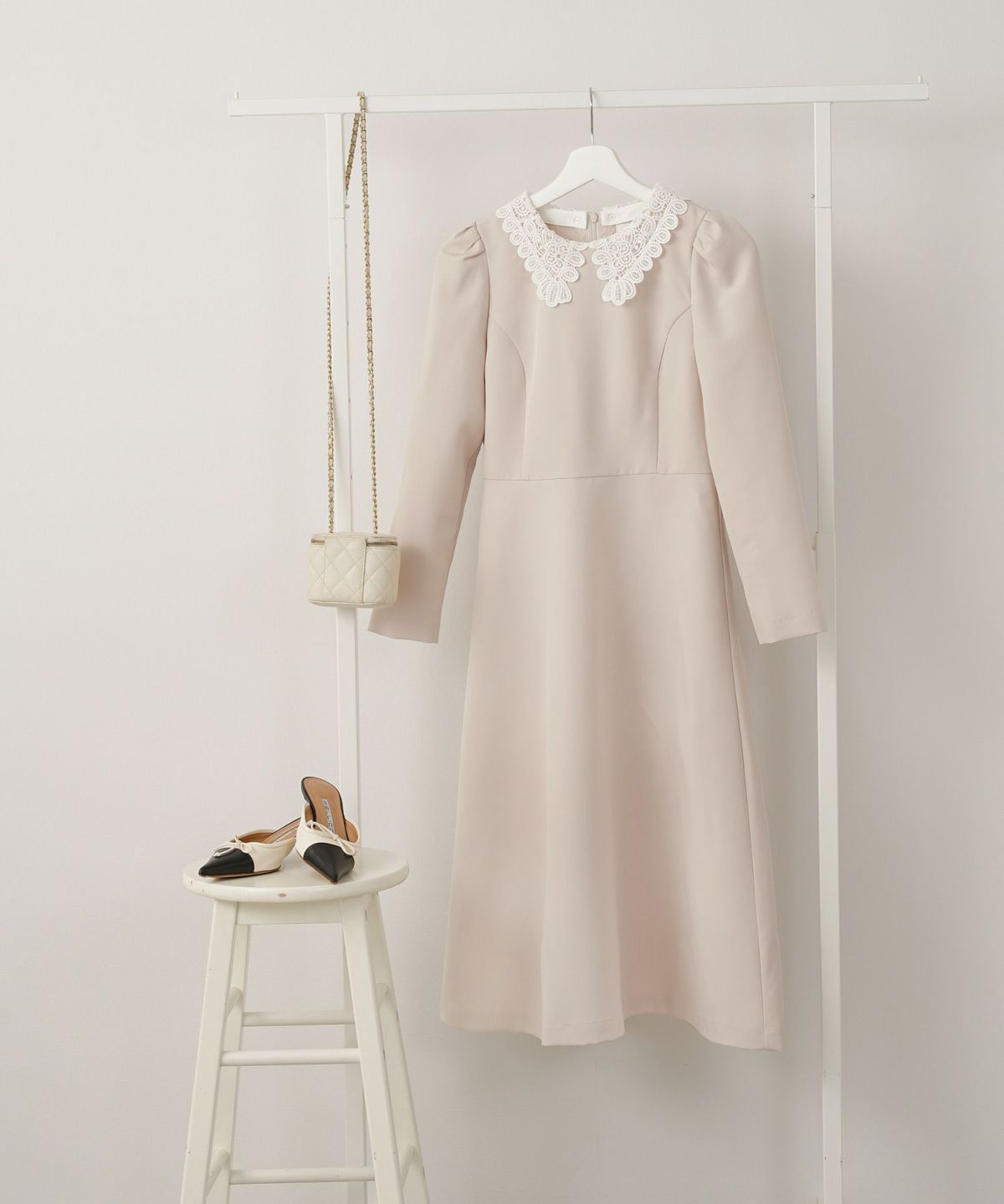 新色追加 S/M/L 長袖 ミモレ丈 フェニミン 上品 お呼ばれ オケージョン 卒入学式 オフィス 大人可愛い ジョイントスペース