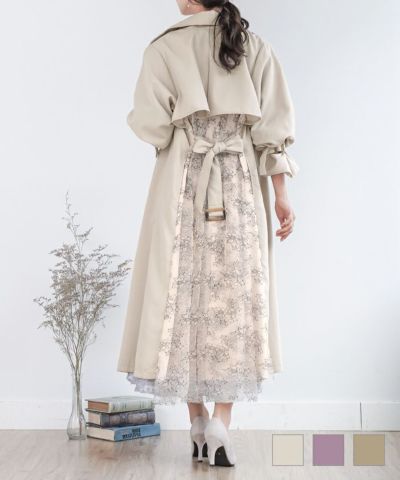Ameri バックレーストレンチコート　ラベンダー Ameri バックレーストレンチコート ラベンダー