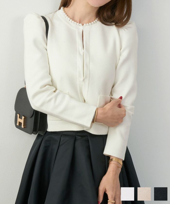 PLEATSPLEASE　パールホワイト　ハイネックカーディガン PLEATSPLEASE パールホワイト ハイネックカーディガン プリーツ