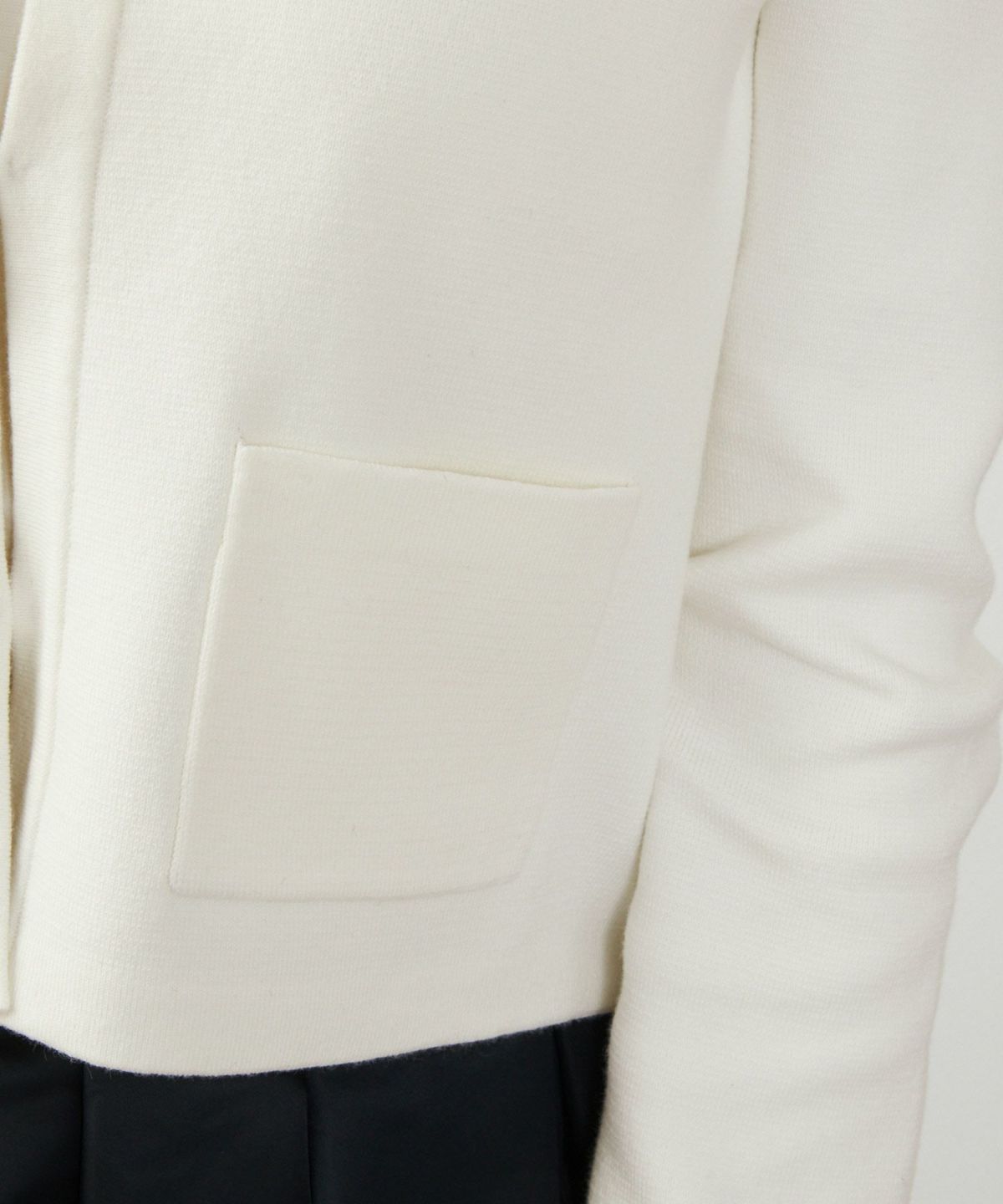 カーディガン/パールネック/ニット/ジャケット/ノーカラー/フロントホック/ポケット付き/長袖/9分袖/グレージュ/ライトグレージュ/ピンクベージュ/ベージュ/ブラック/