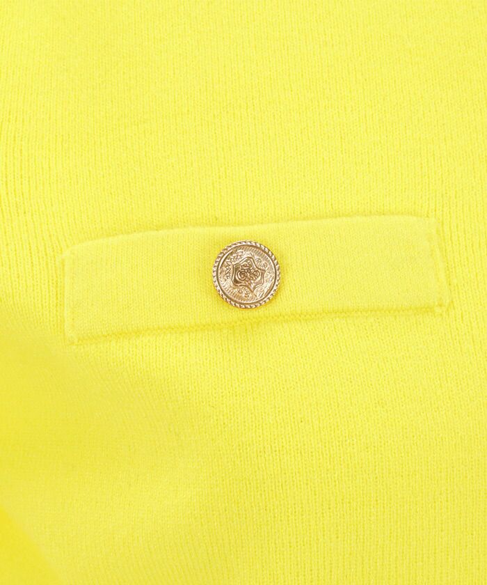 レディース/カーディガン/ニット/トップス/カラフル/ゴールドボタン/ミリタリーボタン/長袖/9分袖/S/M/ホワイト/ブラック/グリーン/春/秋/夏/イエロー